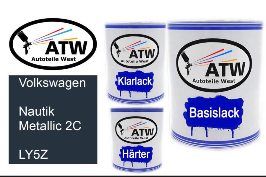 Volkswagen, Nautik Metallic 2C, LY5Z: 1L Lackdose + 1L Klarlack + 500ml Härter - Set, von ATW Autoteile West.